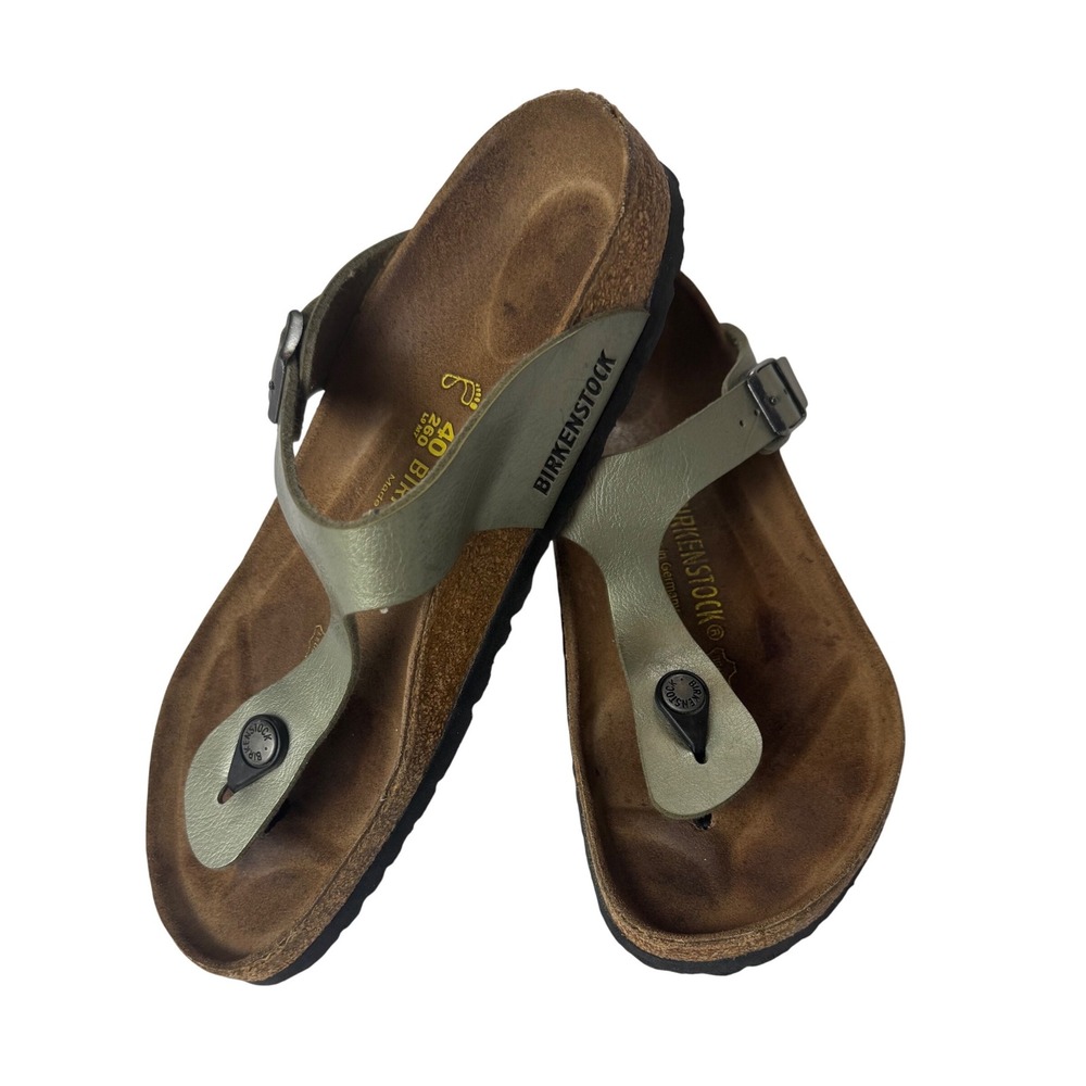 Birkenstock Gizeh Metallic Olive Green Thong Sandals Womens‎ 40 L9 M7 Germany